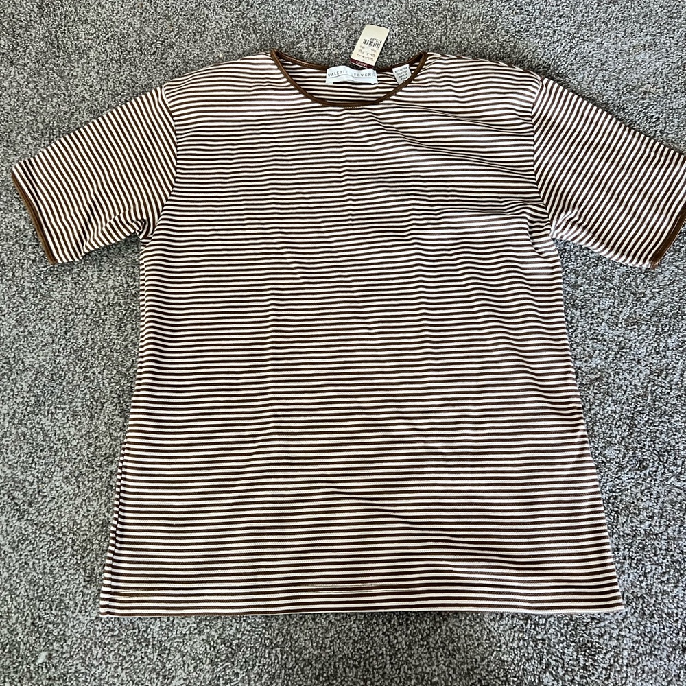 White and brown striped jones New York blouse